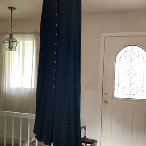 Navy blue button front maxi skirt